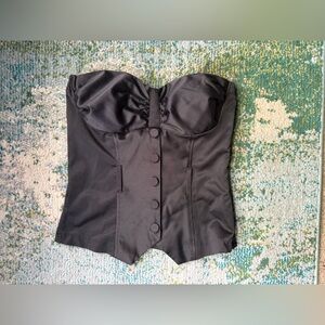 Y2K Charlotte Russe pinstriped black tuxedo tube top, size medium